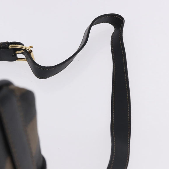 FENDI Pecan Canvas Boston Bag 2way Black Gold Tone Auth ep15183