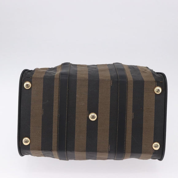 FENDI Pecan Canvas Boston Bag 2way Black Gold Tone Auth ep15183