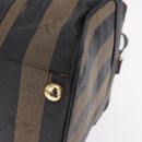 FENDI Pecan Canvas Boston Bag 2way Black Gold Tone Auth ep15183-16