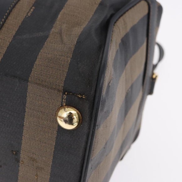 FENDI Pecan Canvas Boston Bag 2way Black Gold Tone Auth ep15183