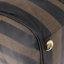 FENDI Pecan Canvas Boston Bag 2way Black Gold Tone Auth ep15183-17