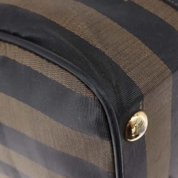 FENDI Pecan Canvas Boston Bag 2way Black Gold Tone Auth ep15183
