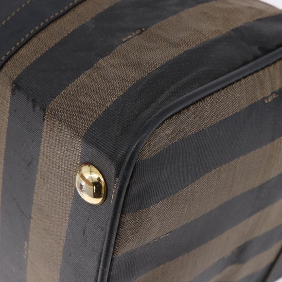 FENDI Pecan Canvas Boston Bag 2way Black Gold Tone Auth ep15183