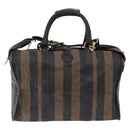 FENDI Pecan Canvas Boston Bag 2way Black Gold Tone Auth ep15183-13