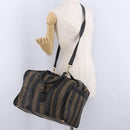 FENDI Pecan Canvas Boston Bag 2way Black Gold Tone Auth ep15183-27