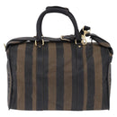 FENDI Pecan Canvas Boston Bag 2way Black Gold Tone Auth ep15183-2
