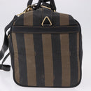 FENDI Pecan Canvas Boston Bag 2way Black Gold Tone Auth ep15183-3