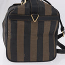 FENDI Pecan Canvas Boston Bag 2way Black Gold Tone Auth ep15183-4