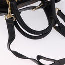 FENDI Pecan Canvas Boston Bag 2way Black Gold Tone Auth ep15183-7