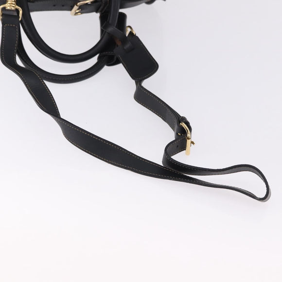 FENDI Pecan Canvas Boston Bag 2way Black Gold Tone Auth ep15183