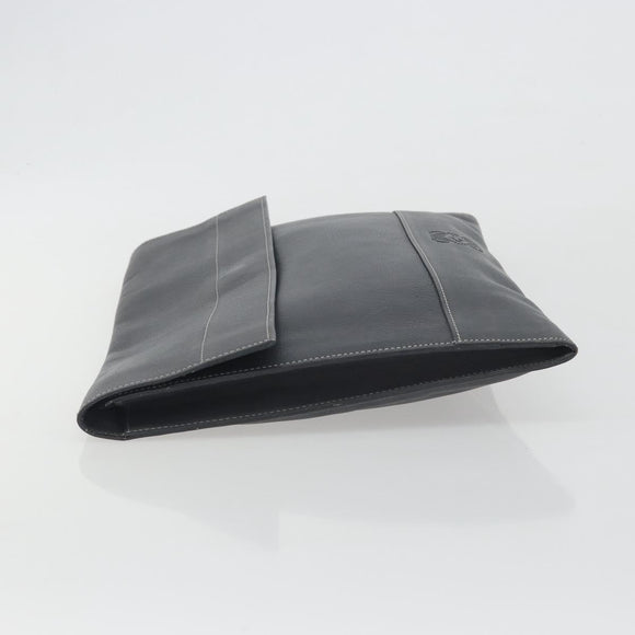 LOEWE Clutch Bag Leather Gray Auth ep15192