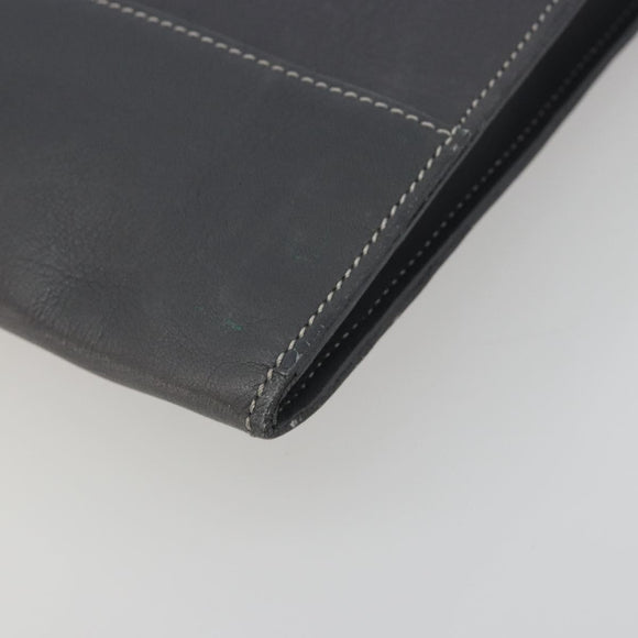 LOEWE Clutch Bag Leather Gray Auth ep15192