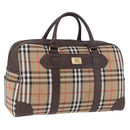 Burberrys Nova Check Boston Bag Canvas Beige Gold Tone Auth ep15193A-1