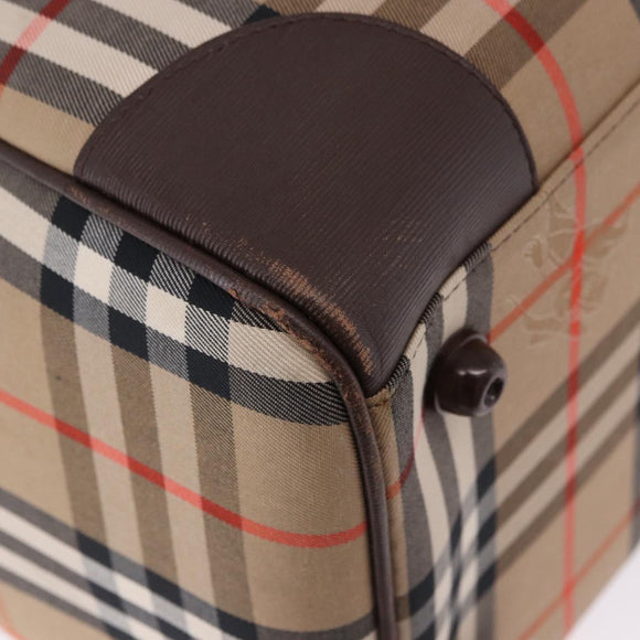 Burberrys Nova Check Boston Bag Canvas Beige Gold Tone Auth ep15193A