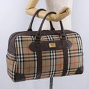 Burberrys Nova Check Boston Bag Canvas Beige Gold Tone Auth ep15193A-21