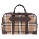 Burberrys Nova Check Boston Bag Canvas Beige Gold Tone Auth ep15193A-3