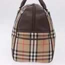 Burberrys Nova Check Boston Bag Canvas Beige Gold Tone Auth ep15193A-5
