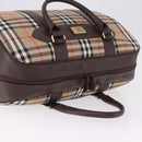 Burberrys Nova Check Boston Bag Canvas Beige Gold Tone Auth ep15193A-6