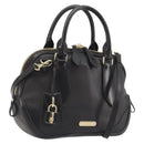 BURBERRY Hand Bag Leather 2way Black Gold Tone Auth ep15195-1