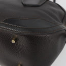 BURBERRY Hand Bag Leather 2way Black Gold Tone Auth ep15195-9