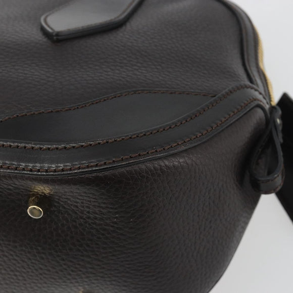 BURBERRY Hand Bag Leather 2way Black Gold Tone Auth ep15195