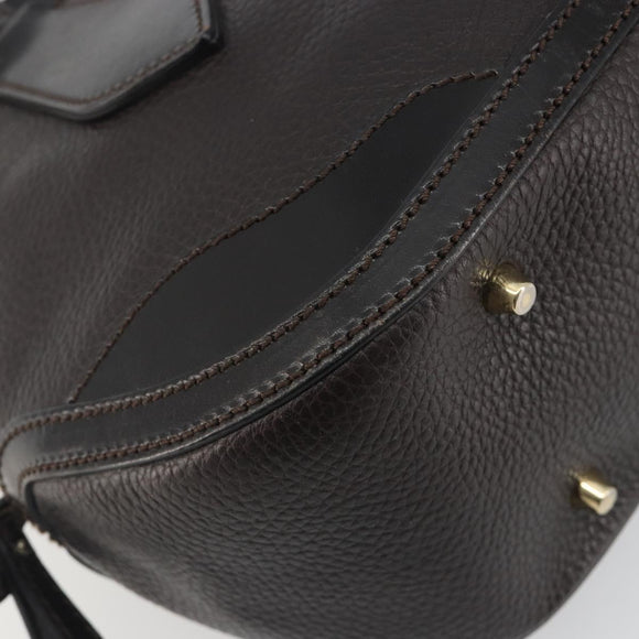 BURBERRY Hand Bag Leather 2way Black Gold Tone Auth ep15195