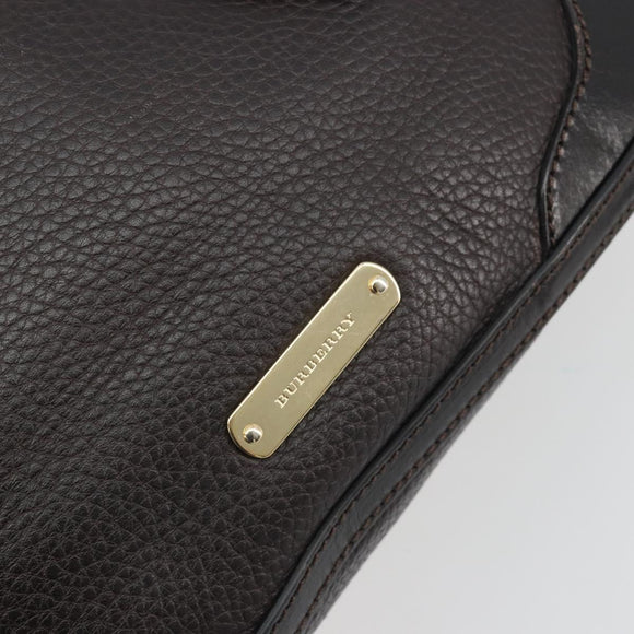 BURBERRY Hand Bag Leather 2way Black Gold Tone Auth ep15195