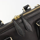 BURBERRY Hand Bag Leather 2way Black Gold Tone Auth ep15195-21
