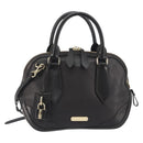 BURBERRY Hand Bag Leather 2way Black Gold Tone Auth ep15195-13