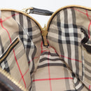 BURBERRY Hand Bag Leather 2way Black Gold Tone Auth ep15195-23