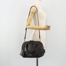 BURBERRY Hand Bag Leather 2way Black Gold Tone Auth ep15195-27