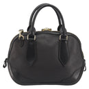 BURBERRY Hand Bag Leather 2way Black Gold Tone Auth ep15195-2