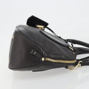 BURBERRY Hand Bag Leather 2way Black Gold Tone Auth ep15195-3