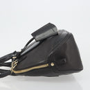 BURBERRY Hand Bag Leather 2way Black Gold Tone Auth ep15195-4