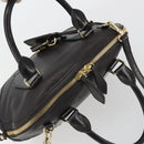 BURBERRY Hand Bag Leather 2way Black Gold Tone Auth ep15195-6