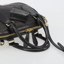 BURBERRY Hand Bag Leather 2way Black Gold Tone Auth ep15195-7