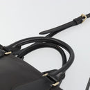 BURBERRY Hand Bag Leather 2way Black Gold Tone Auth ep15195-14