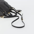 BURBERRY Hand Bag Leather 2way Black Gold Tone Auth ep15195-8