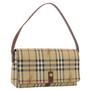 BURBERRY Nova Check Shoulder Bag PVC Leather Beige Gold Tone Auth ep15196A-1
