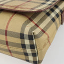 BURBERRY Nova Check Shoulder Bag PVC Leather Beige Gold Tone Auth ep15196A-10