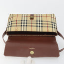 BURBERRY Nova Check Shoulder Bag PVC Leather Beige Gold Tone Auth ep15196A-16