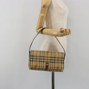BURBERRY Nova Check Shoulder Bag PVC Leather Beige Gold Tone Auth ep15196A-23