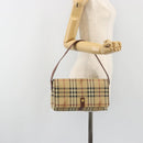 BURBERRY Nova Check Shoulder Bag PVC Leather Beige Gold Tone Auth ep15196A-24