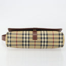 BURBERRY Nova Check Shoulder Bag PVC Leather Beige Gold Tone Auth ep15196A-9
