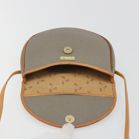 Christian Dior Shoulder Bag PVC Leather Gray Brown Auth ep15197