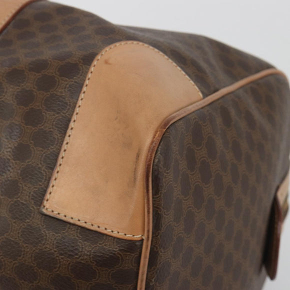 CELINE Macadam Boston Bag PVC Leather Brown Gold Tone Auth ep15198