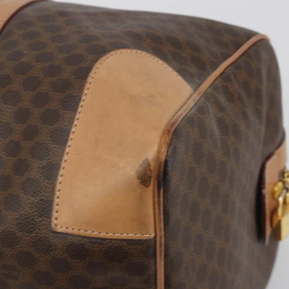 CELINE Macadam Boston Bag PVC Leather Brown Gold Tone Auth ep15198