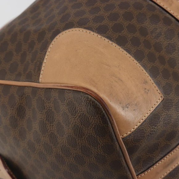 CELINE Macadam Boston Bag PVC Leather Brown Gold Tone Auth ep15198