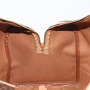 CELINE Macadam Boston Bag PVC Leather Brown Gold Tone Auth ep15198-20