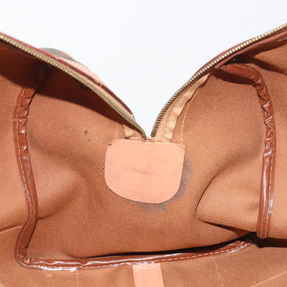 CELINE Macadam Boston Bag PVC Leather Brown Gold Tone Auth ep15198